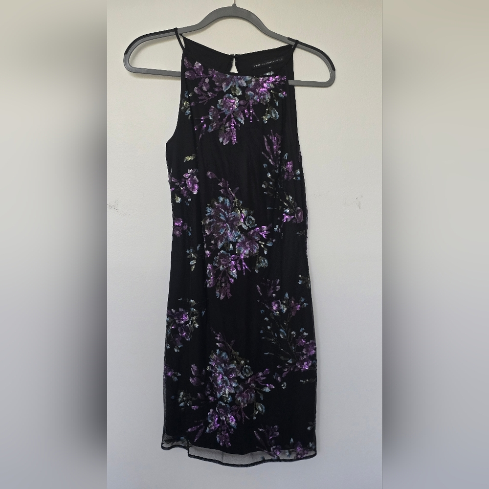 White House Black Market Halter Midi Dress in Black and Purple